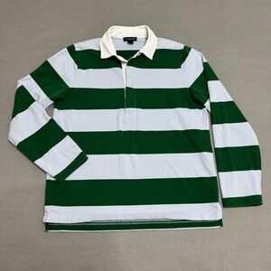 J Crew 1984 Rugby Shirt Womens Medium Green Blue Striped Preppy Polo Heritage